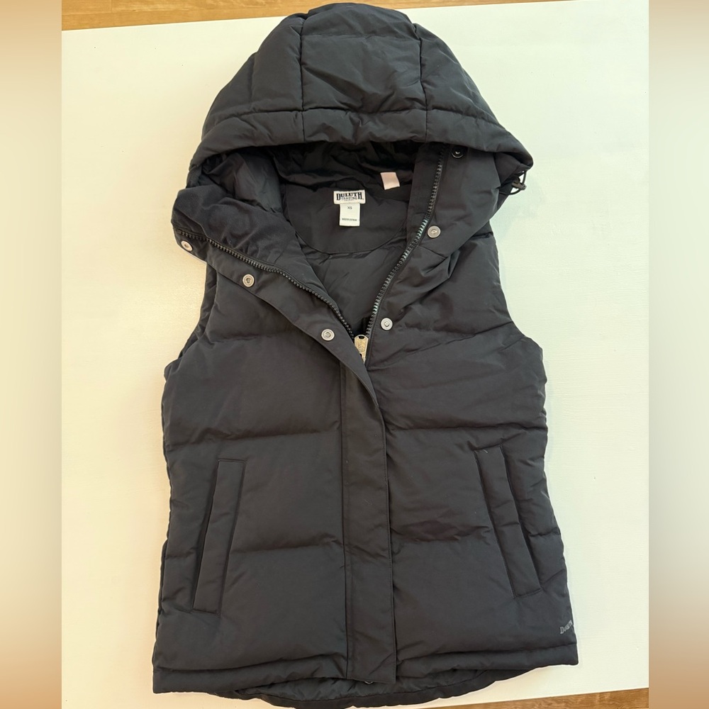 Duluth Trading Co Black Hooded Puffer Vest